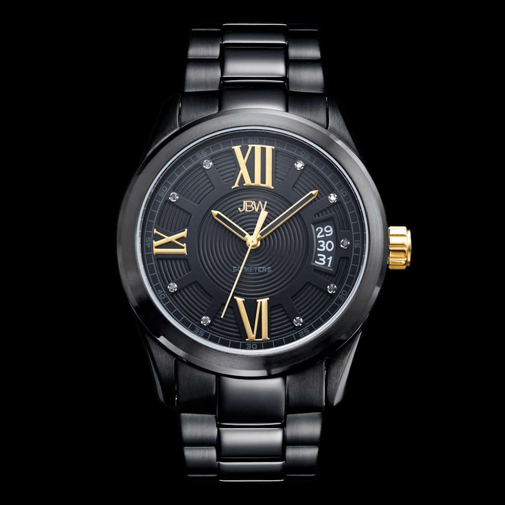 $695 MSRP| JBW Bond Black Dial Black IP Stainless Steel Men's Watch